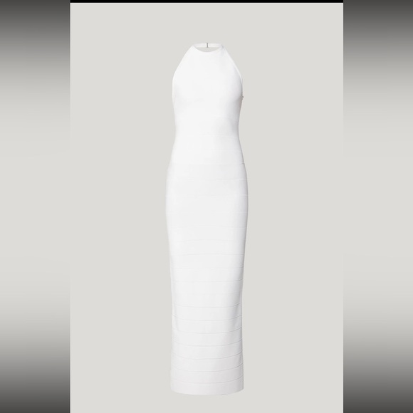 Hervé Leger Paris Halter Icon Gown White Bandage Dress L - Picture 5 of 11